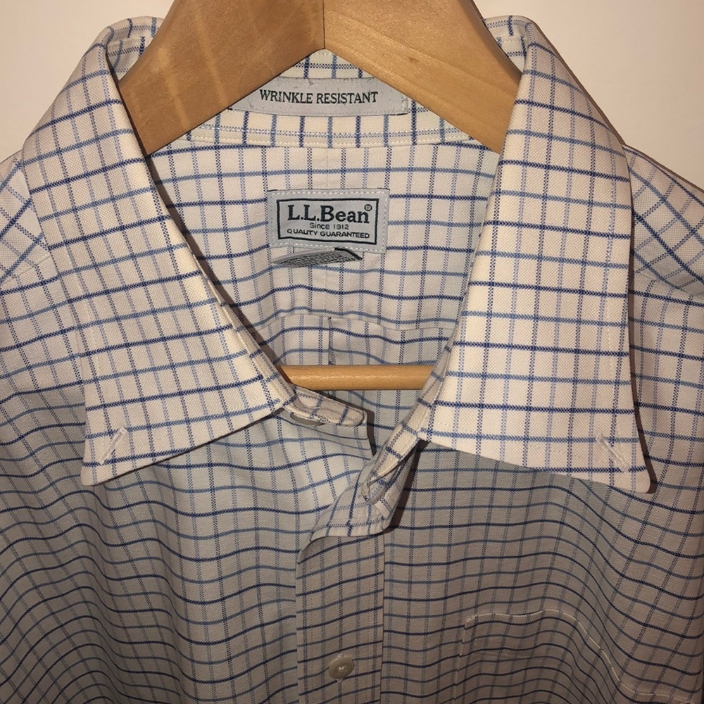 Blue and white striped dress shirt